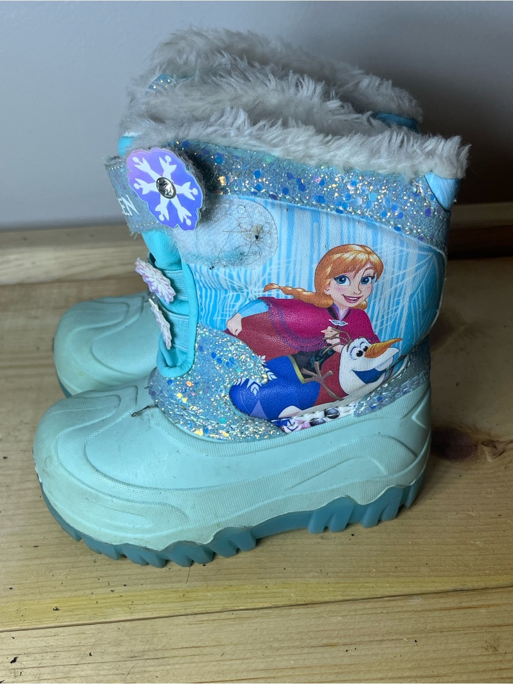 Disney Light Blue Glitter Anna & Olaf Kids Winter Boots